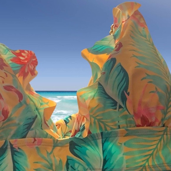 Feathers and Floral Bright XL Swimsuit. California. Sunshine. - Picture 10 of 14